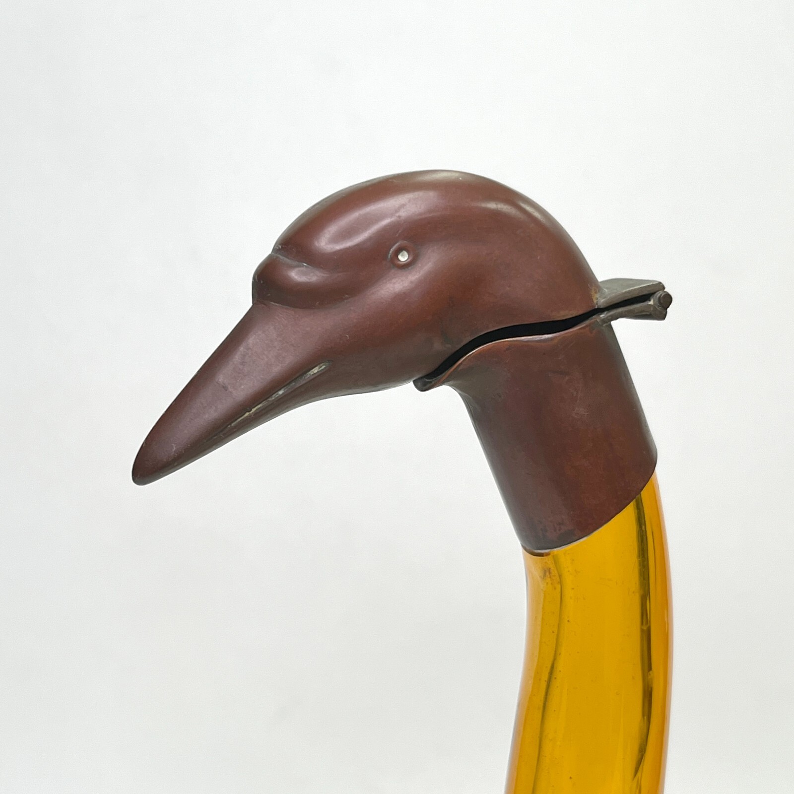 Czechoslovakia Amber Glass Decanter Goose Swan Duck Claret Jug