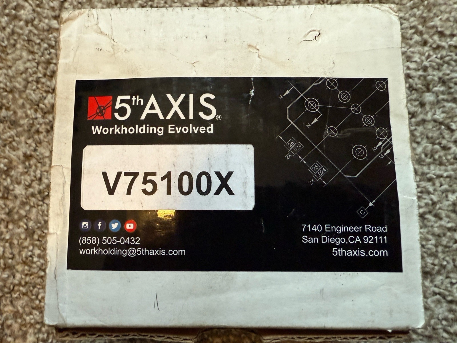 5th Axis V75100X 75mm x 100mm Self Centering Metric Vise NEW