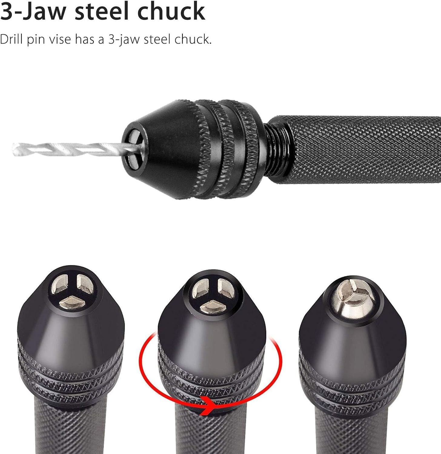 Mini Micro Hand Drill Bits Set Small Manual Keyless Chuck Pin Vise Rotary 31Pcs