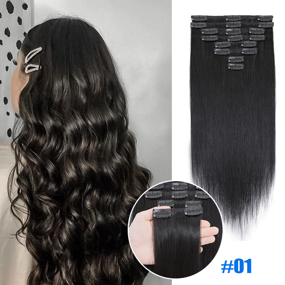 CLEARANCE Clip in 100% Real Remy Human Hair Extensions Full Head Ombre Blonde US