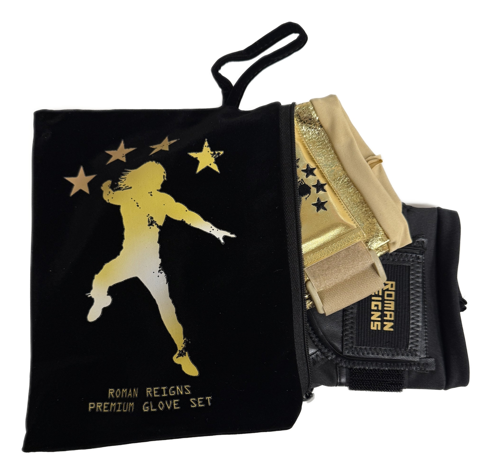 Premium Gold Roman Reigns Glove and Gauntlet Set