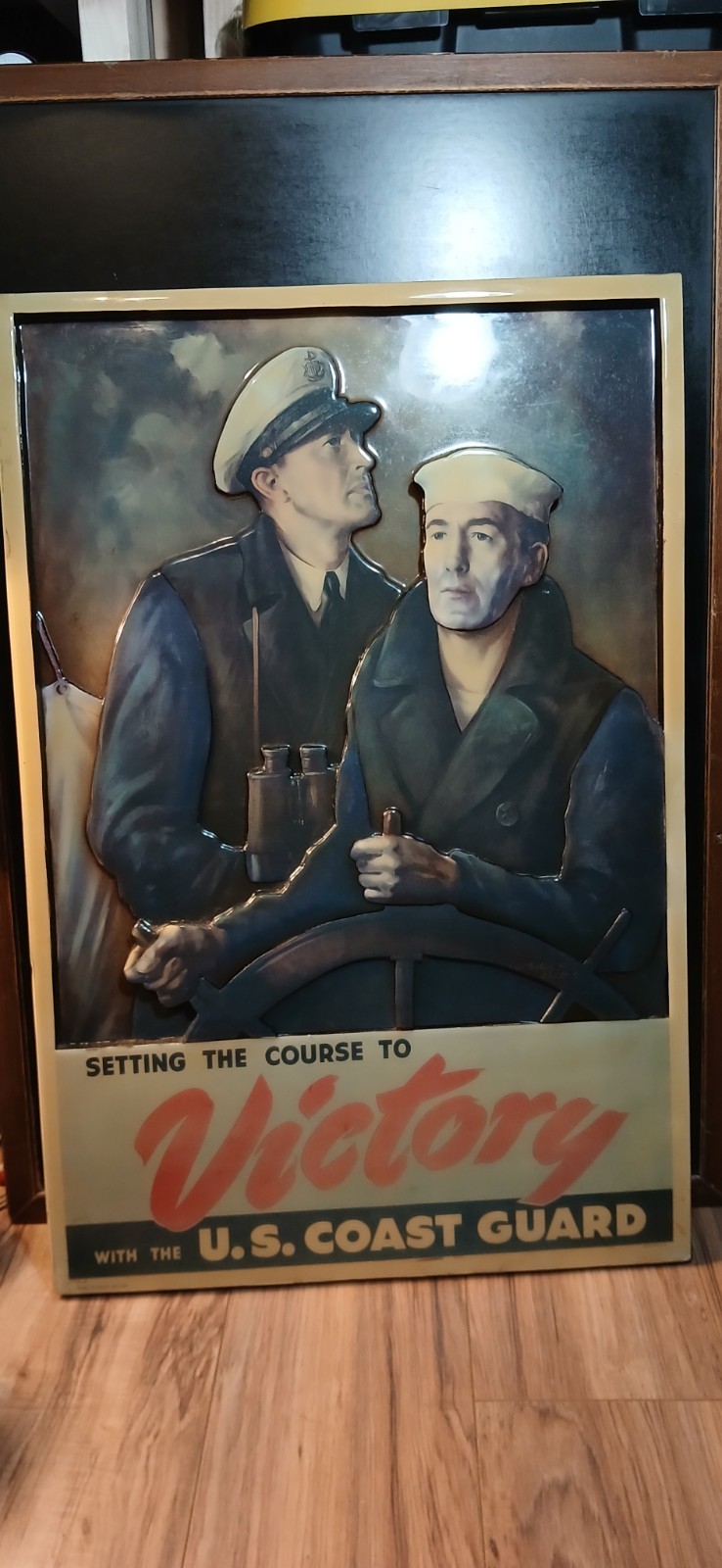 Vintage WW2 Era US Coast Guard 3D Lacquered Wall Art