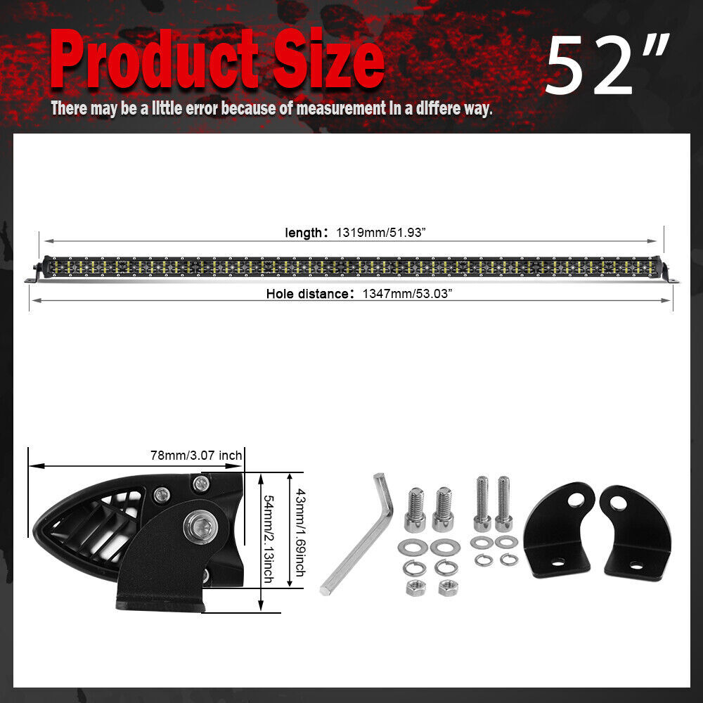 Fit Kawasaki Teryx4 800 750 52" Straight LED Light Bar +3" work light Wire Kit