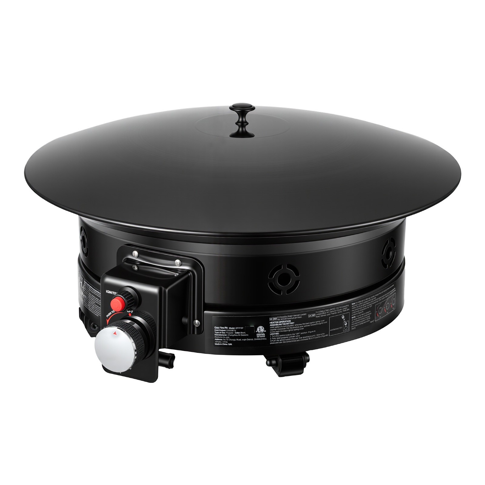 Uimoso 19-Inch Portable Propane Fire Pit, 53000BTU Gas Fire Bowl for Outdoor Use