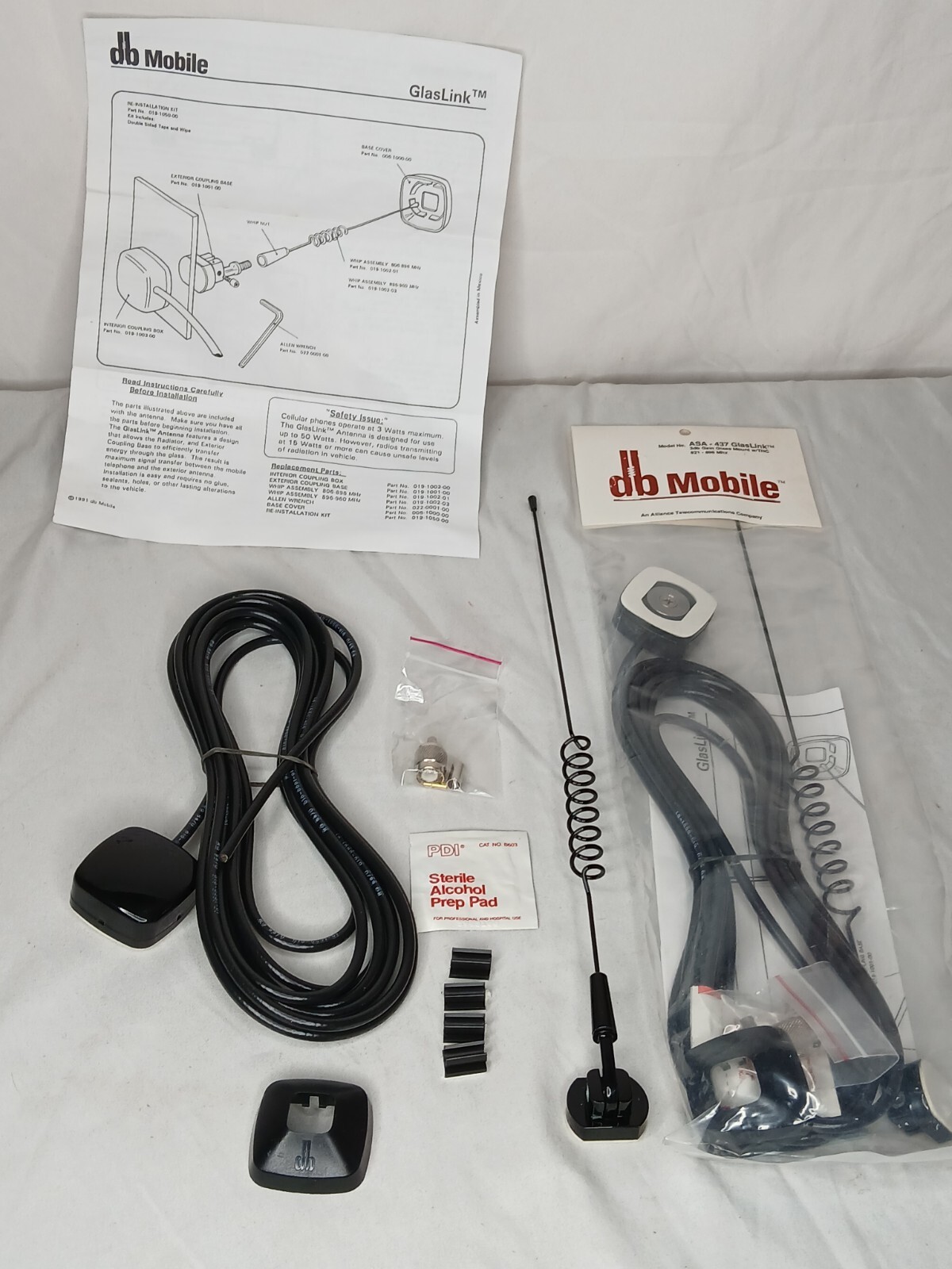 GlasLink Glass Mount Dual Band Cellular UHF Antenna NEW w/ All Mounting Hardware