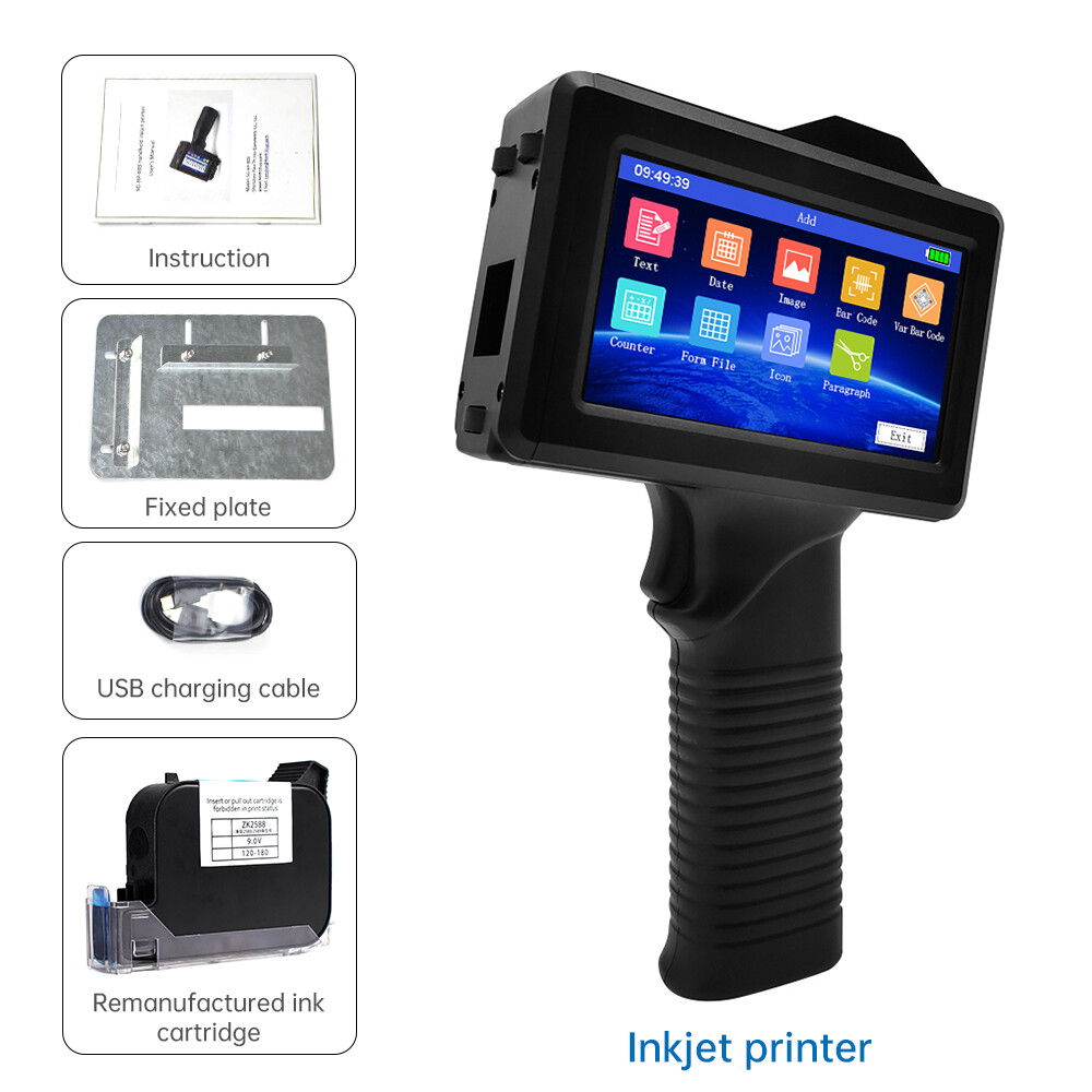 Handheld Inkjet Printer Touch Screen Date Barcodes Coding Machine /Ink Cartridge