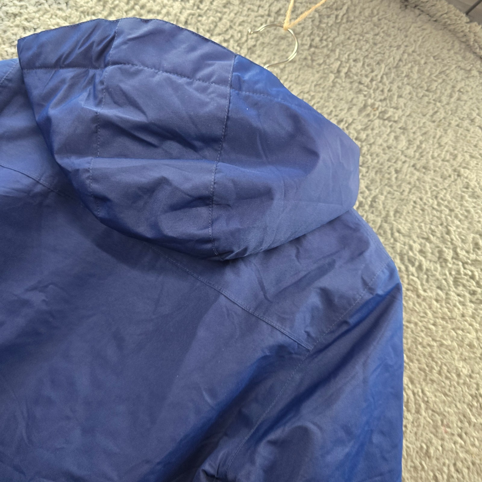 Chute Girls Skii Jacket Size 12 Blue Ivory Hooded Long Sleeve Waterproof