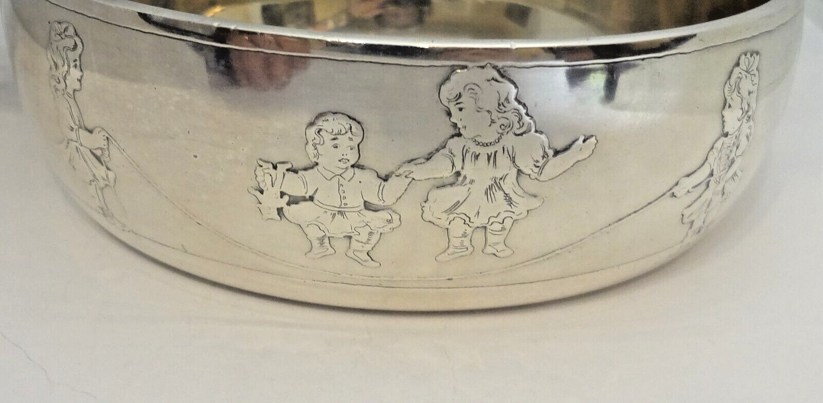 TIFFANY & Co John C Moore II Sterling Silver Porringer Children Playing 287.4 GR