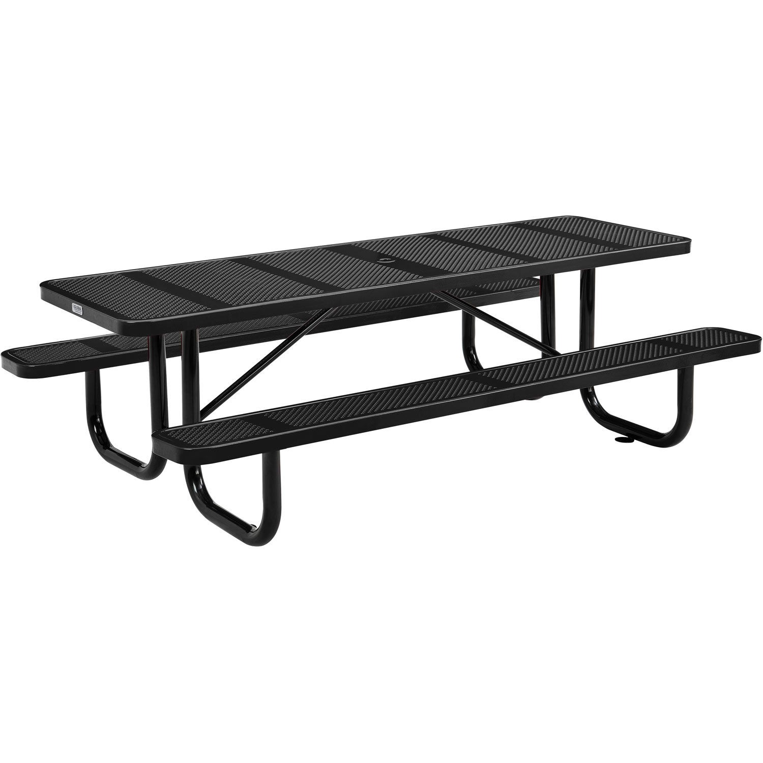 96" Rectangular Perforated Metal Outdoor Picnic Table Black