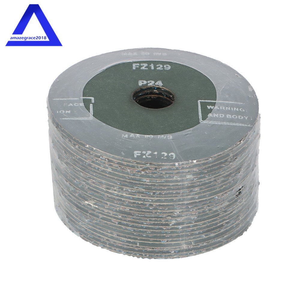 25 Pack 5" x 7/8" 24 Grit Zirconia Resin Fiber Disc Grinding and Sanding Discs
