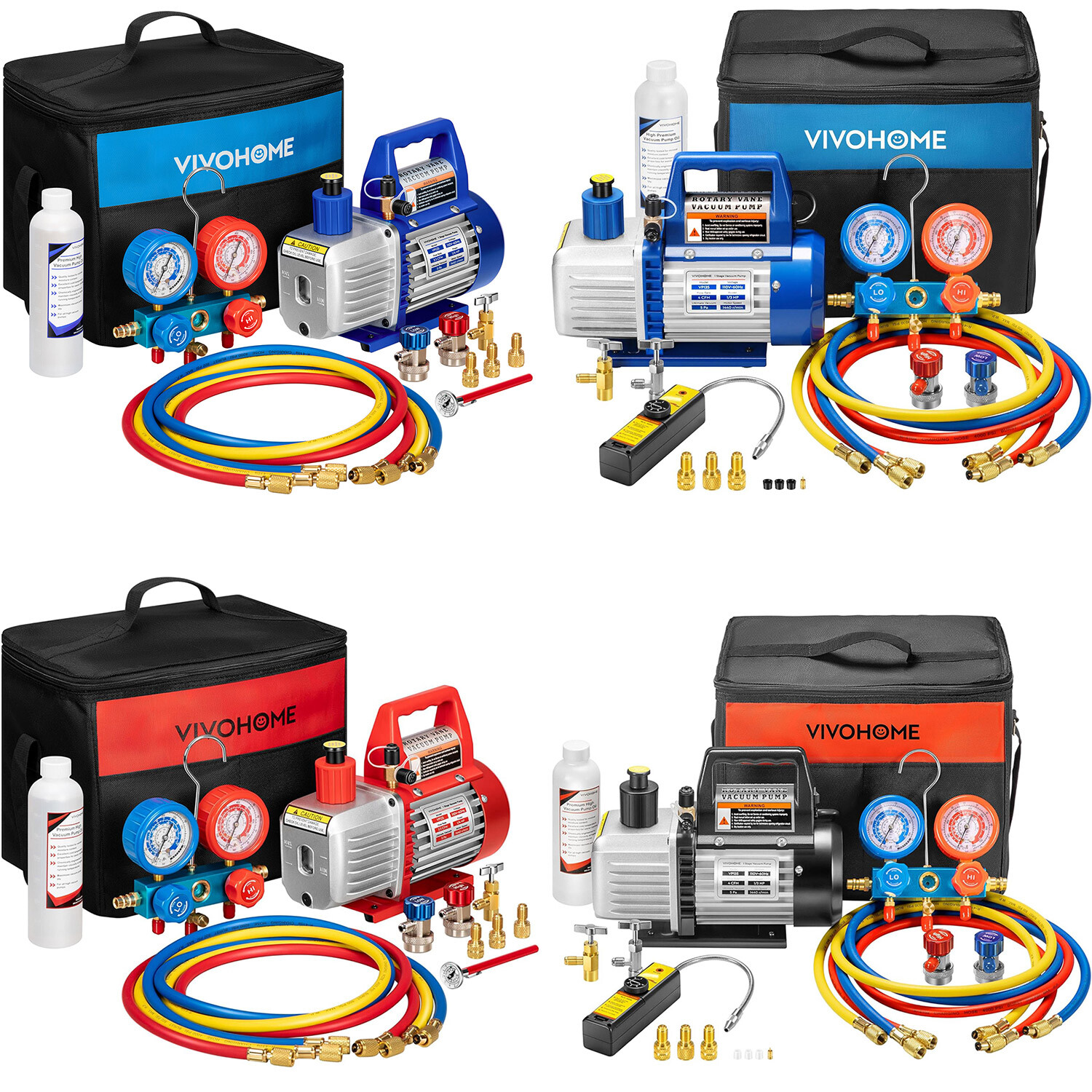 3.5CFM Air Vacuum Pump HVAC Manifold Gauge Set AC A/C Refrigeration Kit Combo