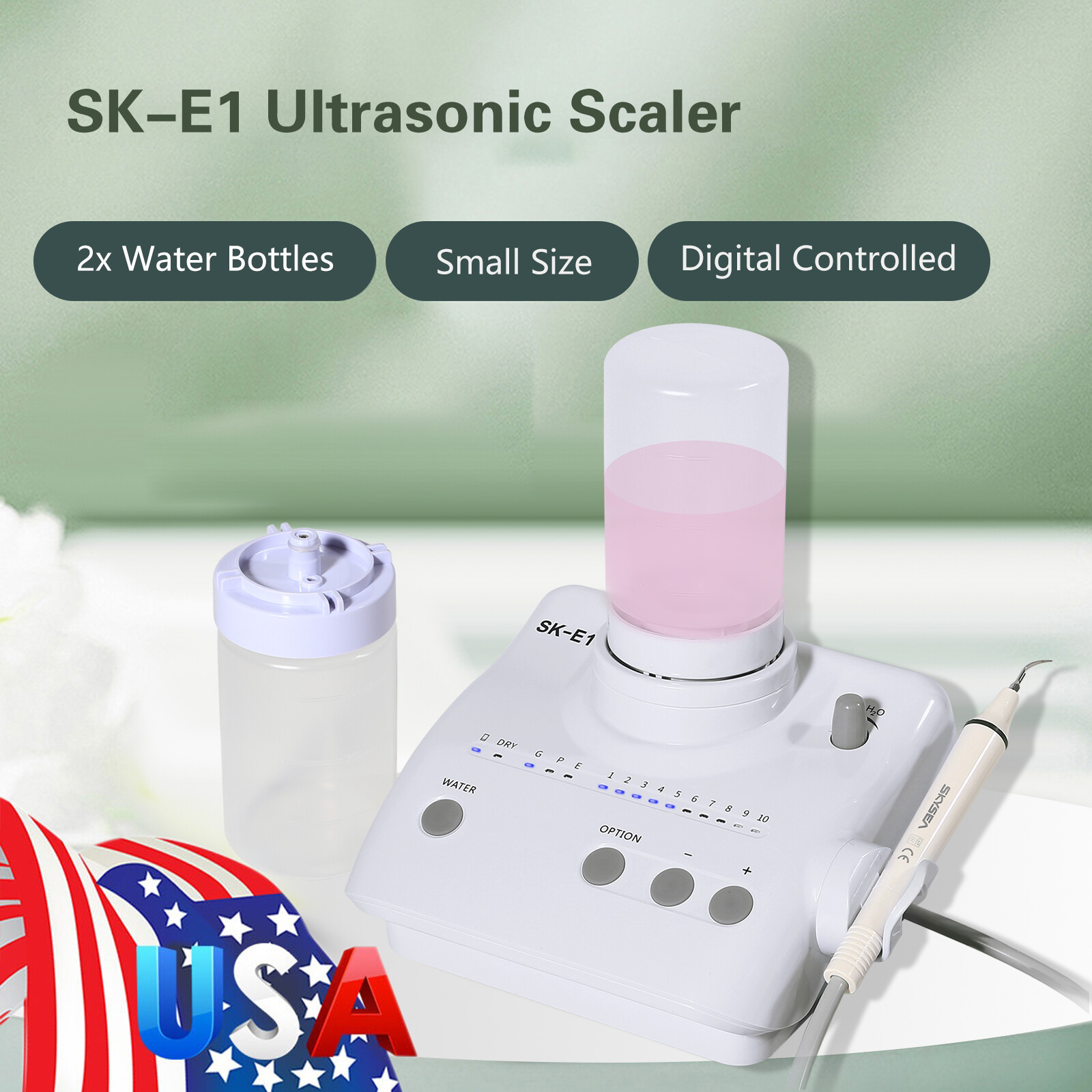 Ultrasonic Piezo Dental Scaler Handpiece 2*Bottles Dosing Fits EMS Cavitron tips