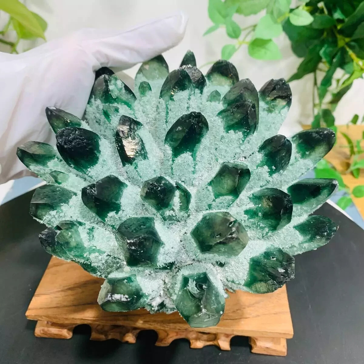 2026Rare Large Raw Green Ghost Crystal Cluster Natural Rough Geode Reiki Quartz