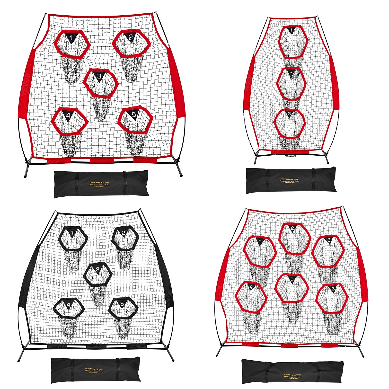 Uimoso Portable Football Trainer Net for QB Practice in Red and Black