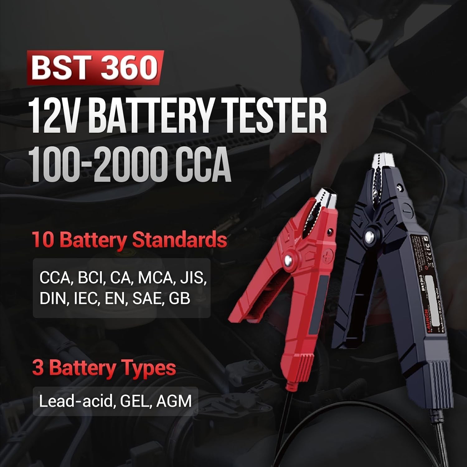 LAUNCH BST360 Car Bluetooth Battery Voltage Tester Automotive Cranking Charging*