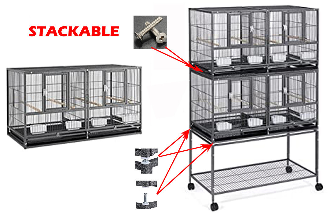 TRIPLE Story Stackable Center Divided Breeder Breeding Nest Bird Rolling Cage