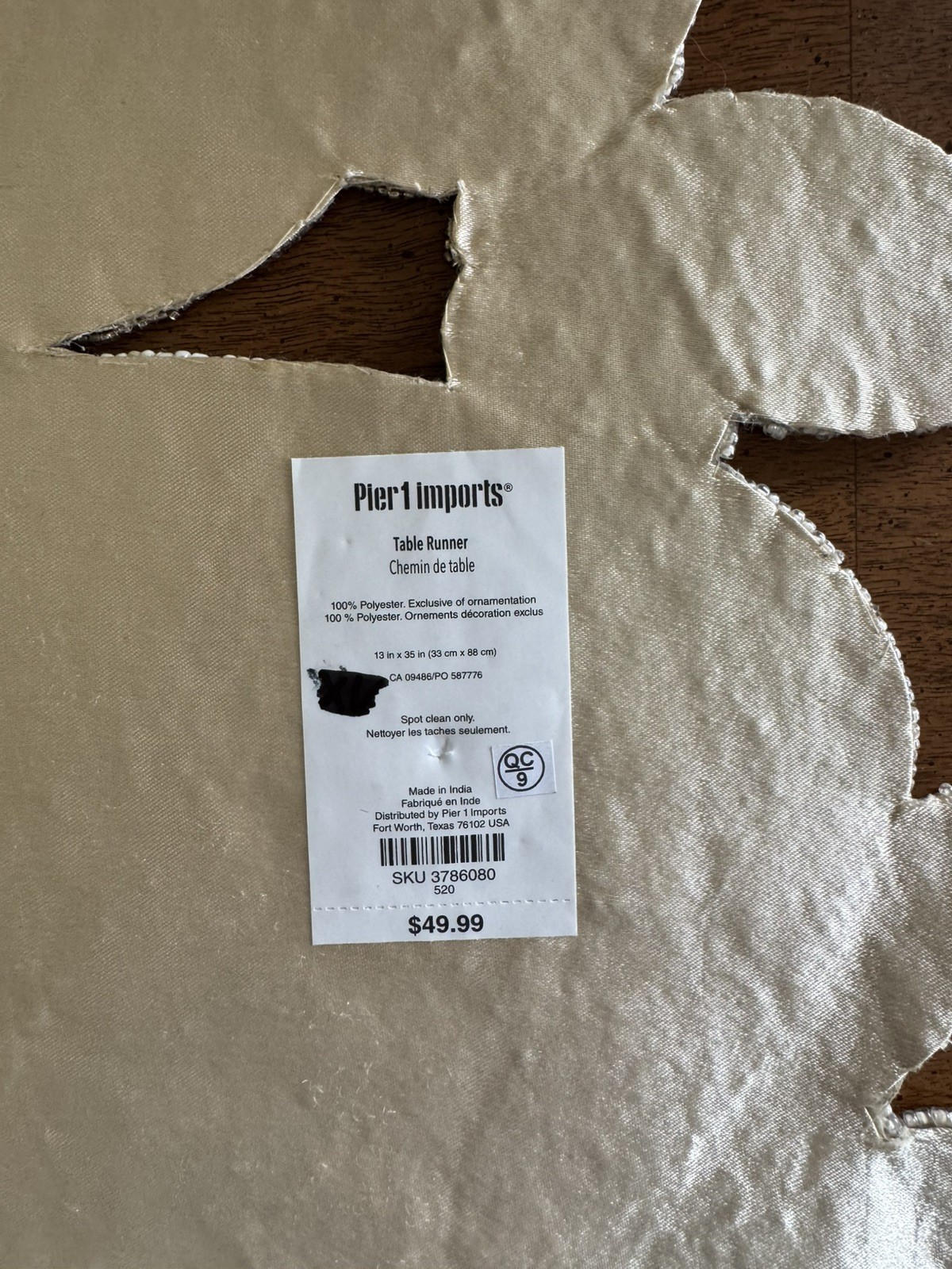 90s Pier 1 Imports Easter Egg & Bunny Rabbit Glass Beaded Table Runner 13” X 35”