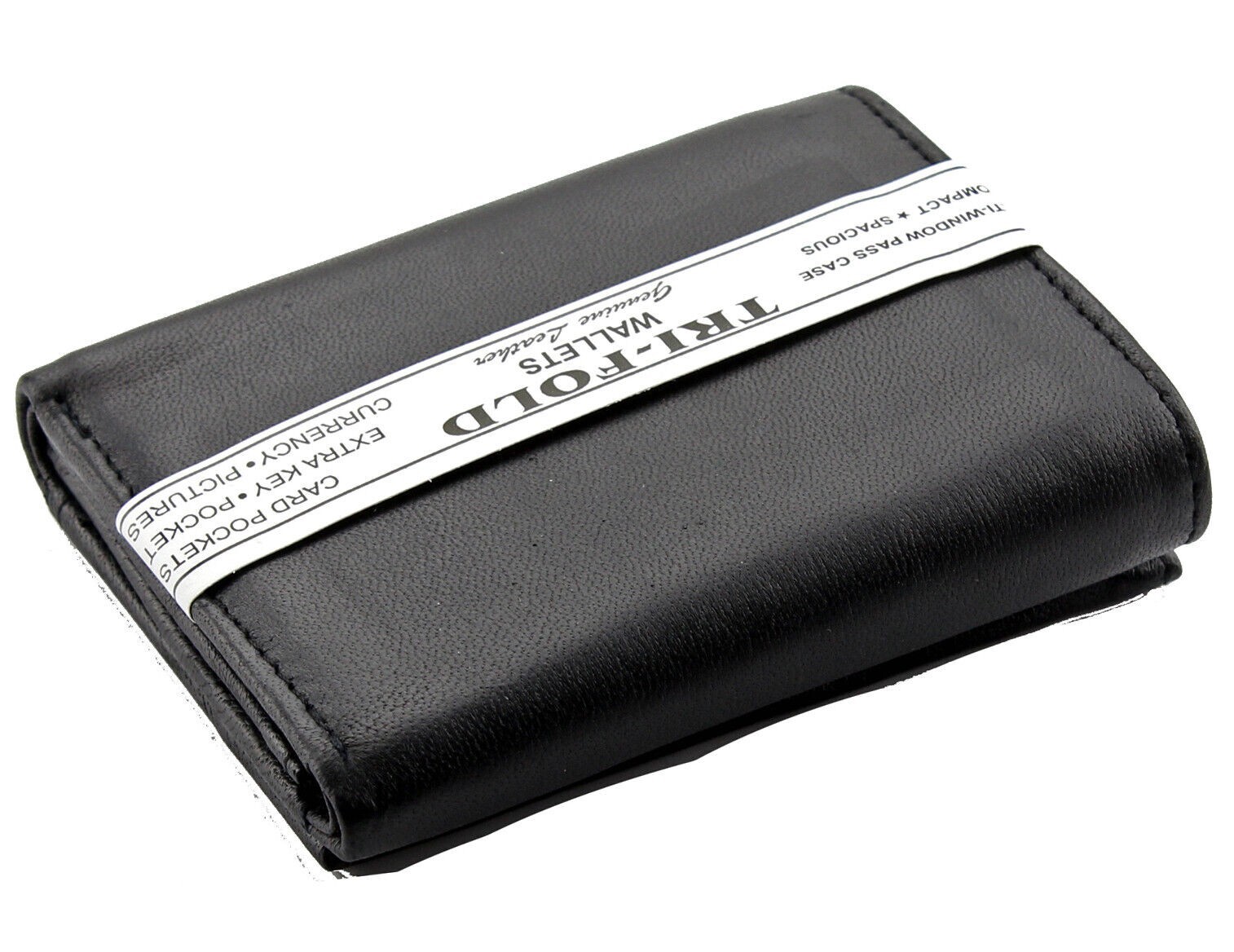 New Mens Black Genuine Leather Trifold Wallet ID Window Credit Card Case Holder