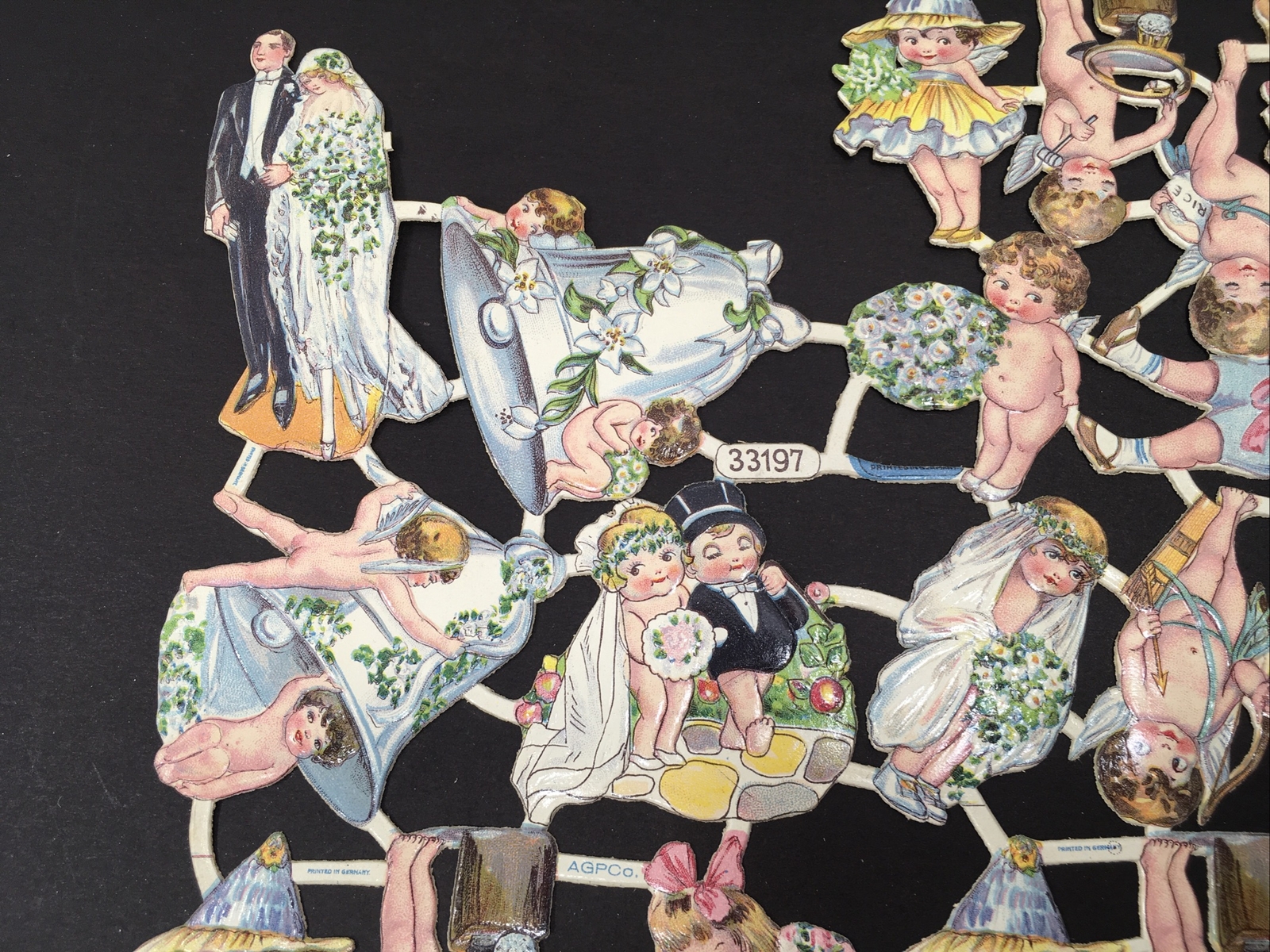 Vintage Germany AGPCO 33197 Victorian Wedding Cupid Die Cut Scrapbook