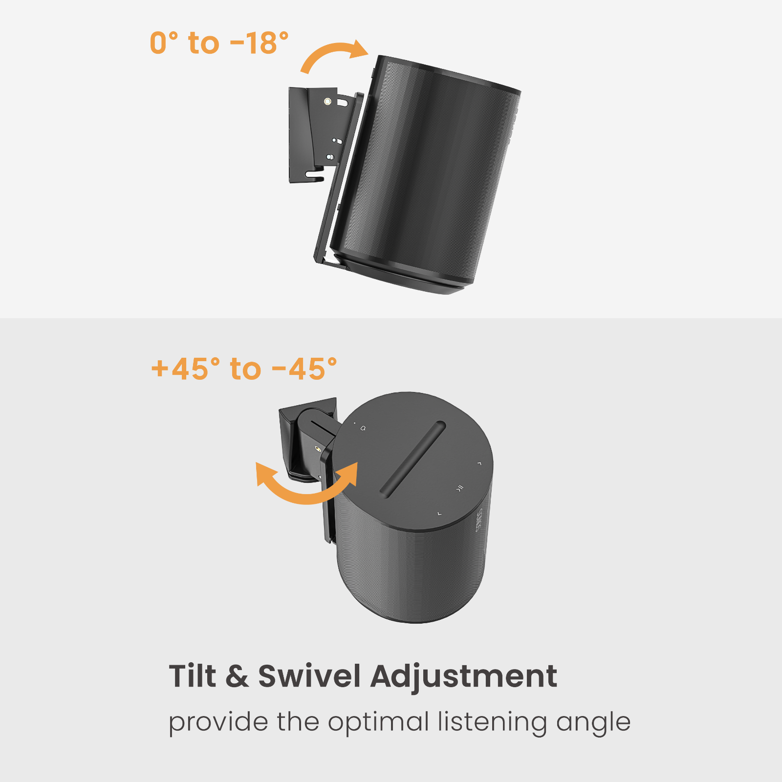 ynVISION Adjustable Wall Mount Compatible with Sonos ERA 100 - Black - 2 Pack