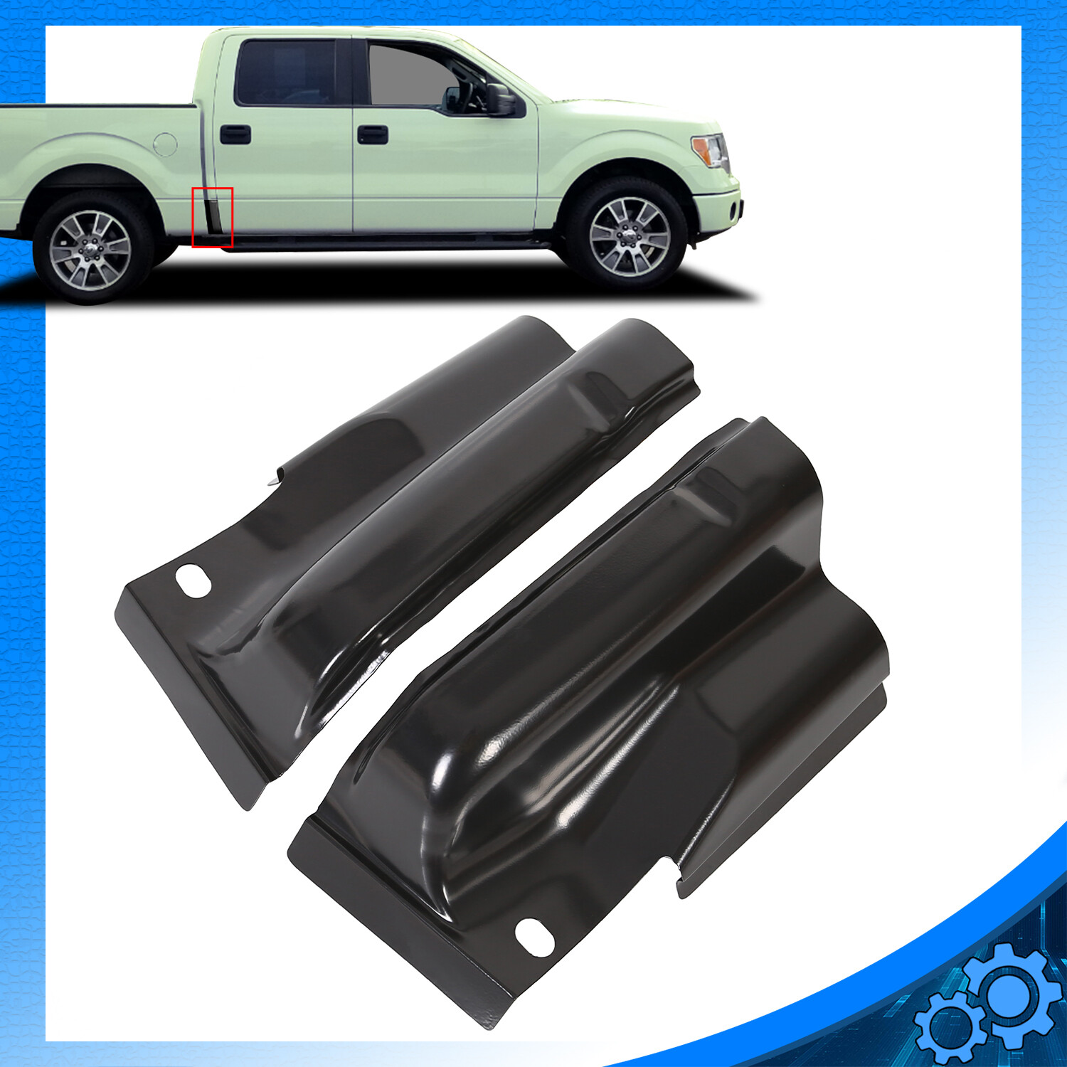 For 2009-2010 2011-2014 Ford F-150 F150 4 Door Crew Cab Steel Cab Corners Pair