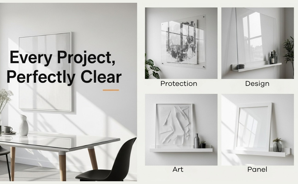 Clear Acrylic Sheet 36 in x 60 in - Crystal Clear, Strong, Shatter-Proof, Light