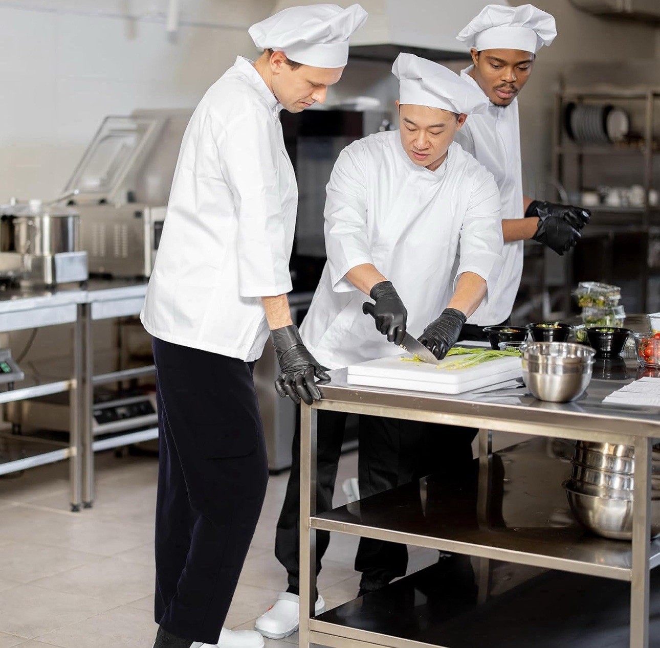 3 pc (3 pair) New Black baggy chef pants LARGE