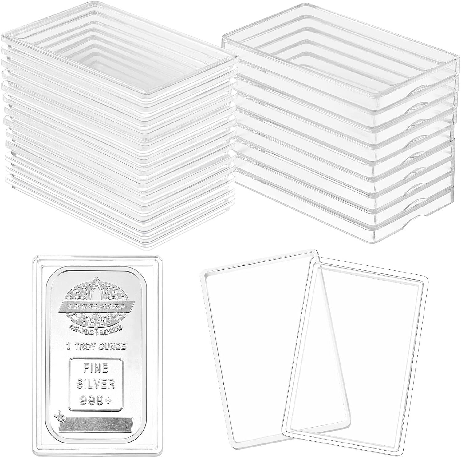 20PC Coin Cases Holder Capsules Direct Fit 1oz Silver Bar One Troy Ounce Bar