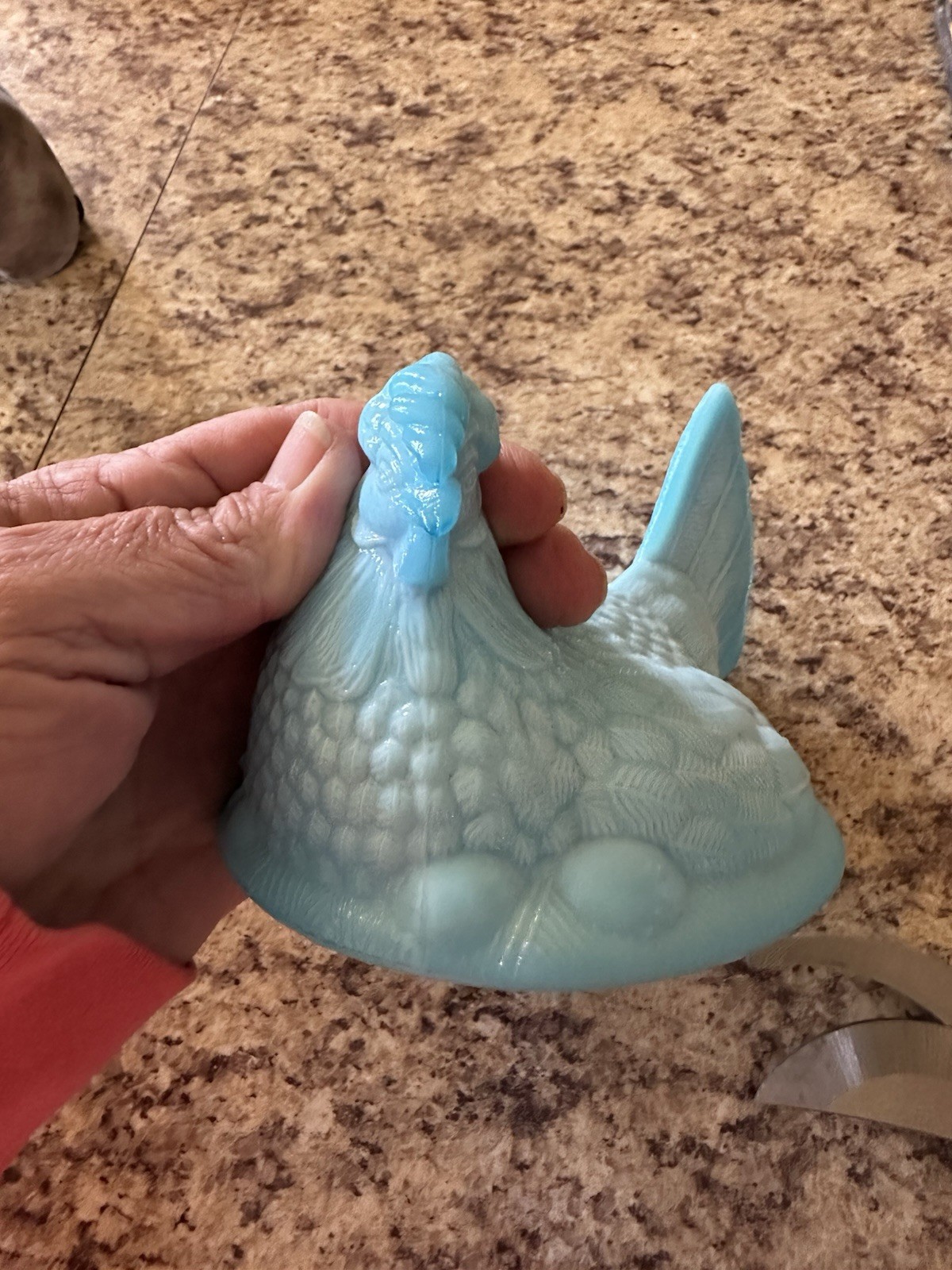 Westmoreland Hen On Nest Collectible Vintage Blue Milk Glass Style