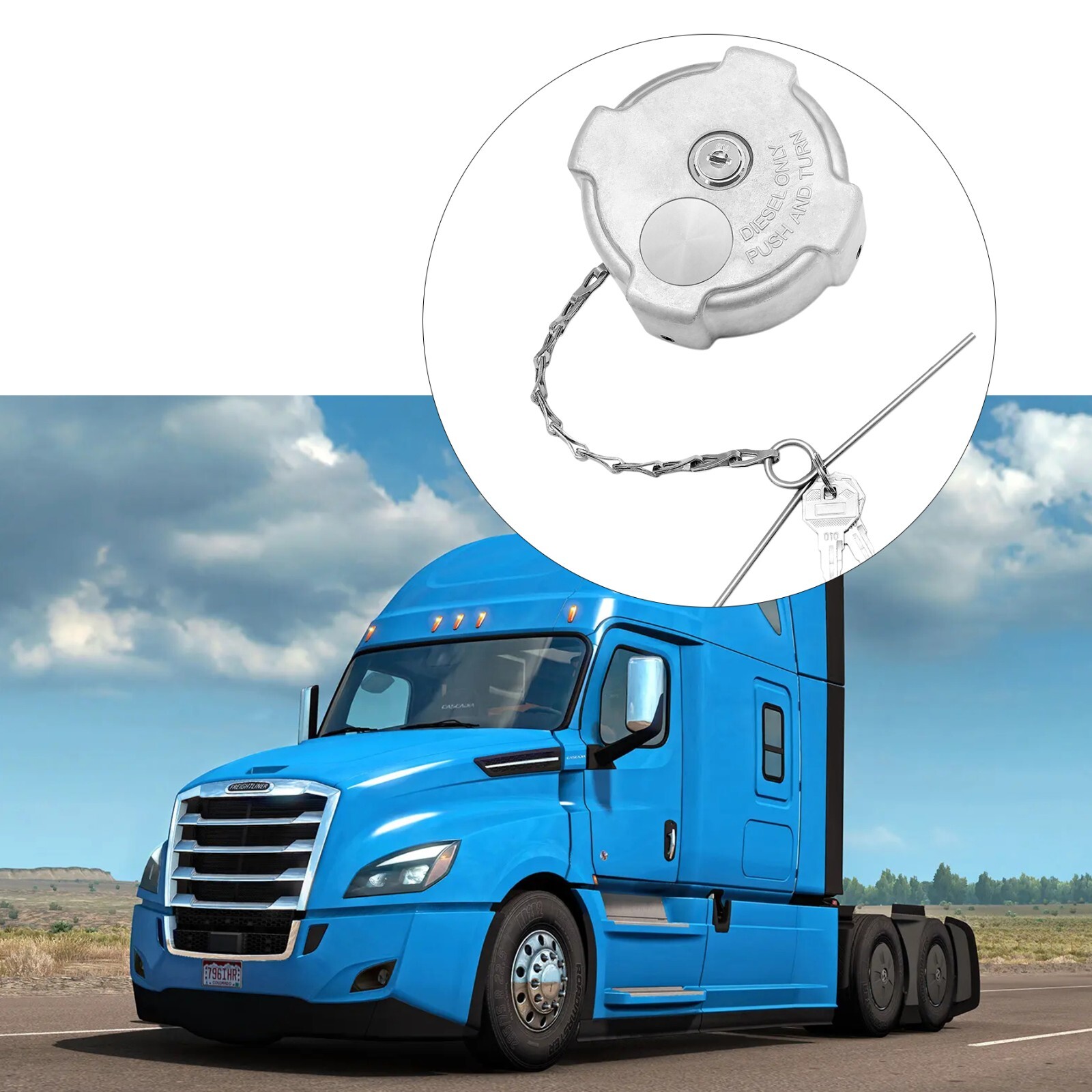 2x Locking Diesel Fuel Cap for 96-18 Freightliner Cascadia Columbia 03-37017-002