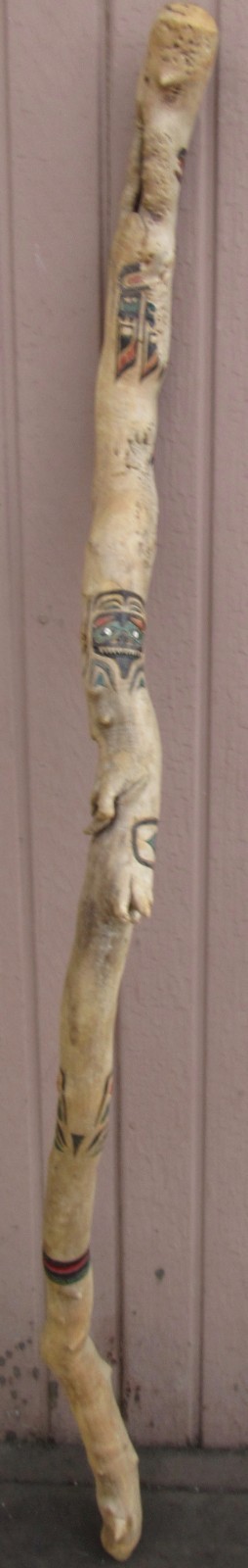 Northwest Coast Hand Carved SHAMAN Totem Walking Talking Stick Cane Pole STAFF