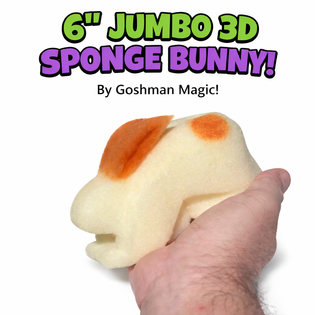 6” Jumbo 3D SPONGE BUNNY 1 Deluxe Goshman Close Up Magic Trick White Foam Rabbit