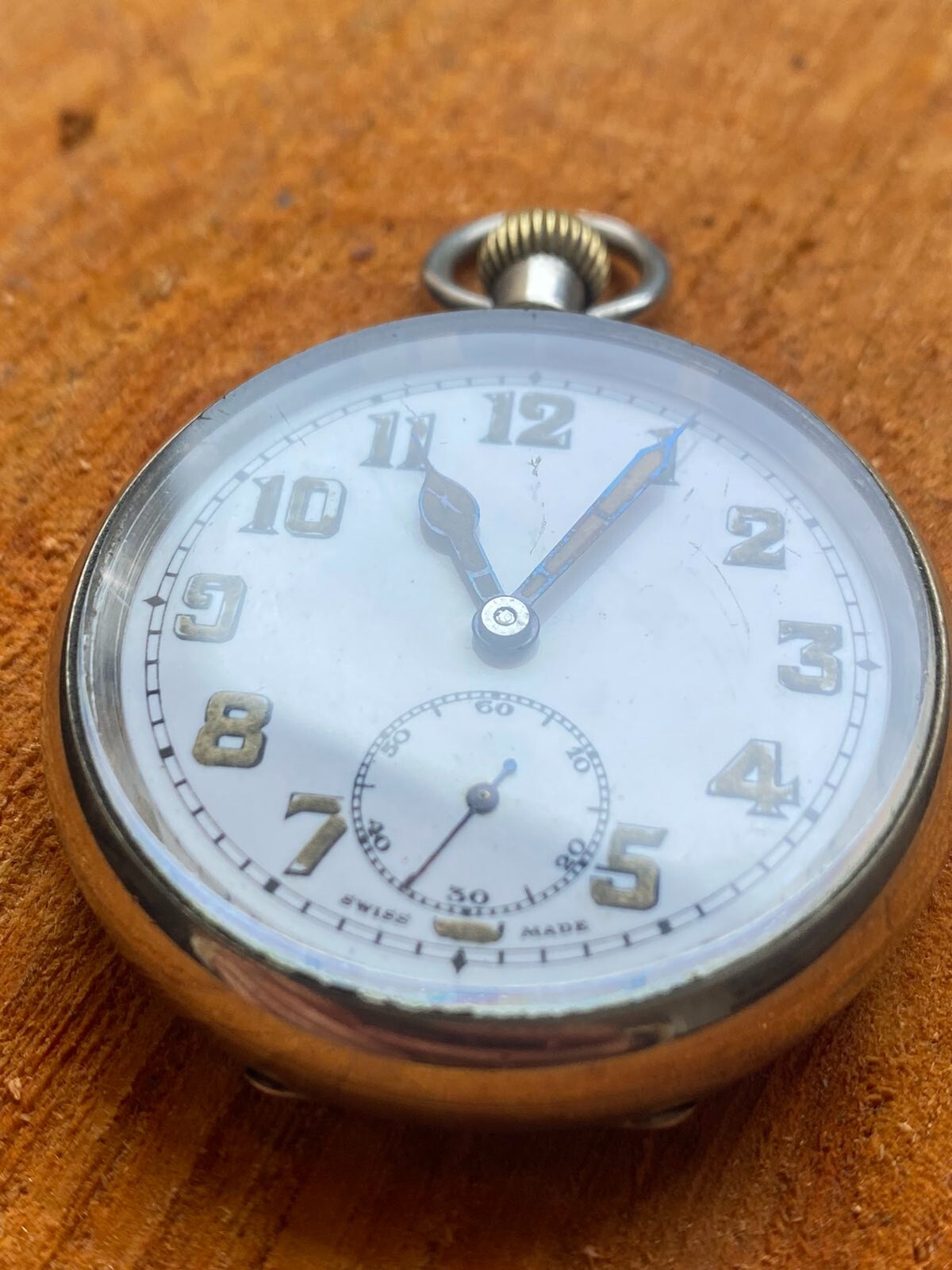 Antique Pocket Watch Mechanical Swiss Ottoman Military Chain Open Face Rare 19th