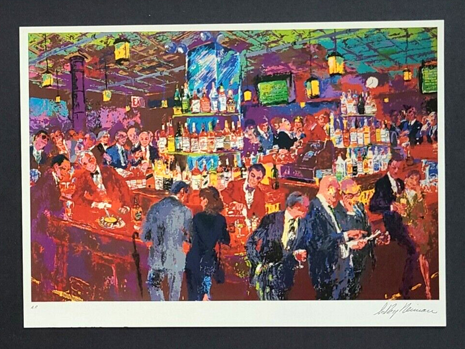LEROY NEIMAN, 1980's VINTAGE SIGNED PRINT FRAMED " WALL STREET BAR "