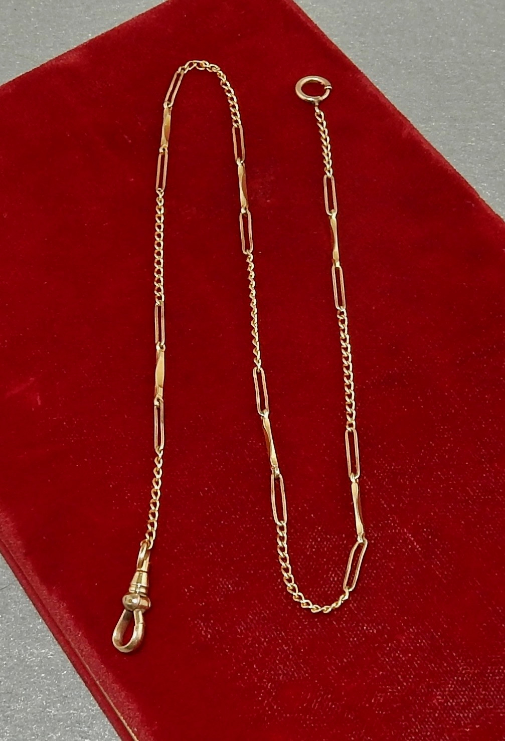 Antique Yellow Gold Filled 14.5" Fancy Bar Link Pocket Watch Chain 3.4g