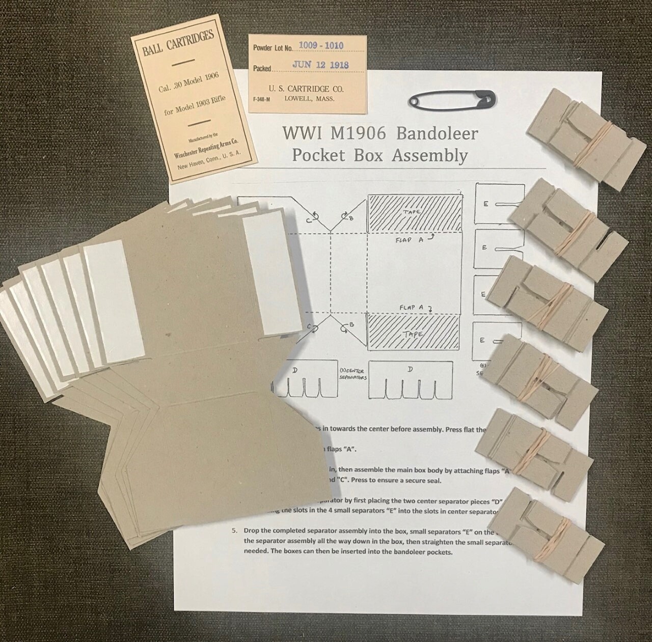 WWI M1906 REPLICA BANDOLEER RESTORATION KIT FOR THE M1903 AND M1917 RIFLES