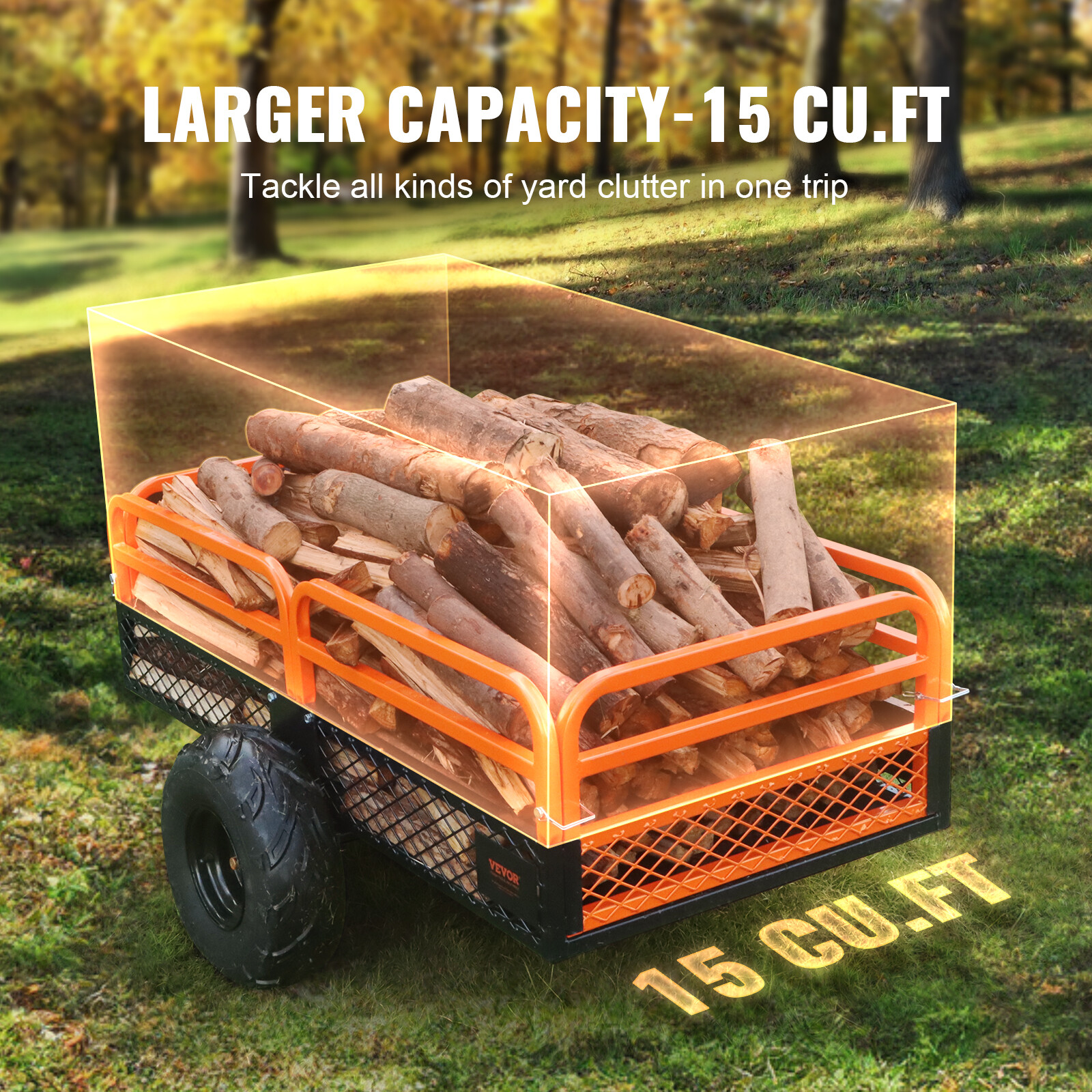 VEVOR Dump Trailer Tow Behind Dump Cart 1500 lbs 15 Cu. Ft. Steel Construction