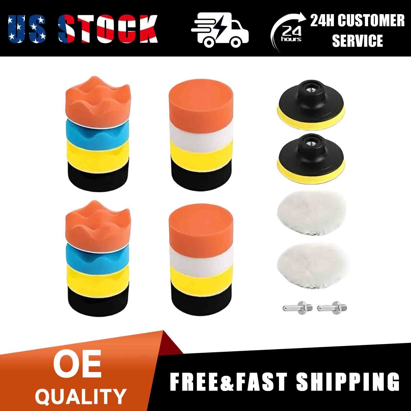 22pc 3''Car Buffing Pads Polishing Sponge Set Waxing Foam Polisher Kit for Drill