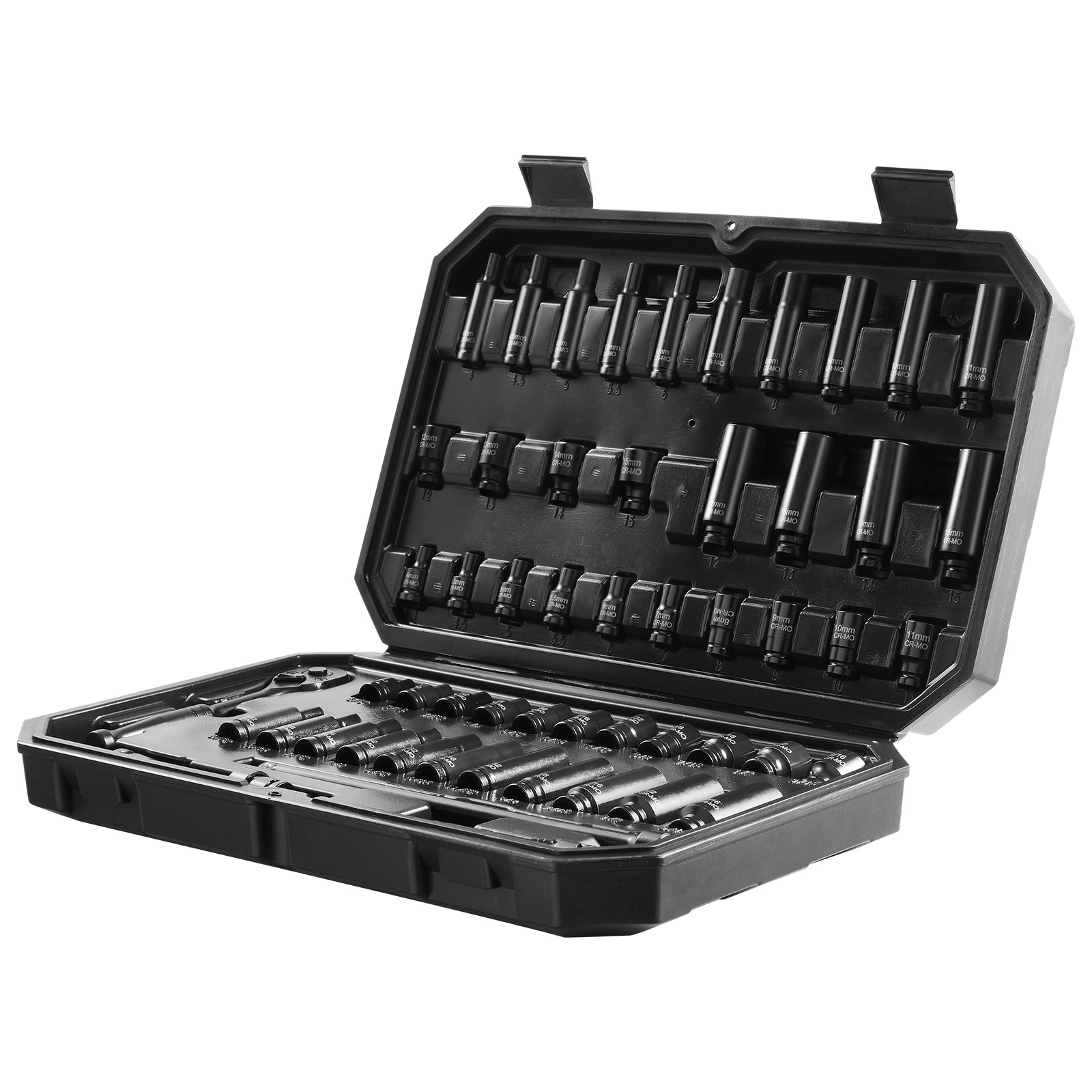 VEVOR Impact Sockets Set 55pcs 6-Point 1/4" Drive Bit Ratchet Tool Kit Case
