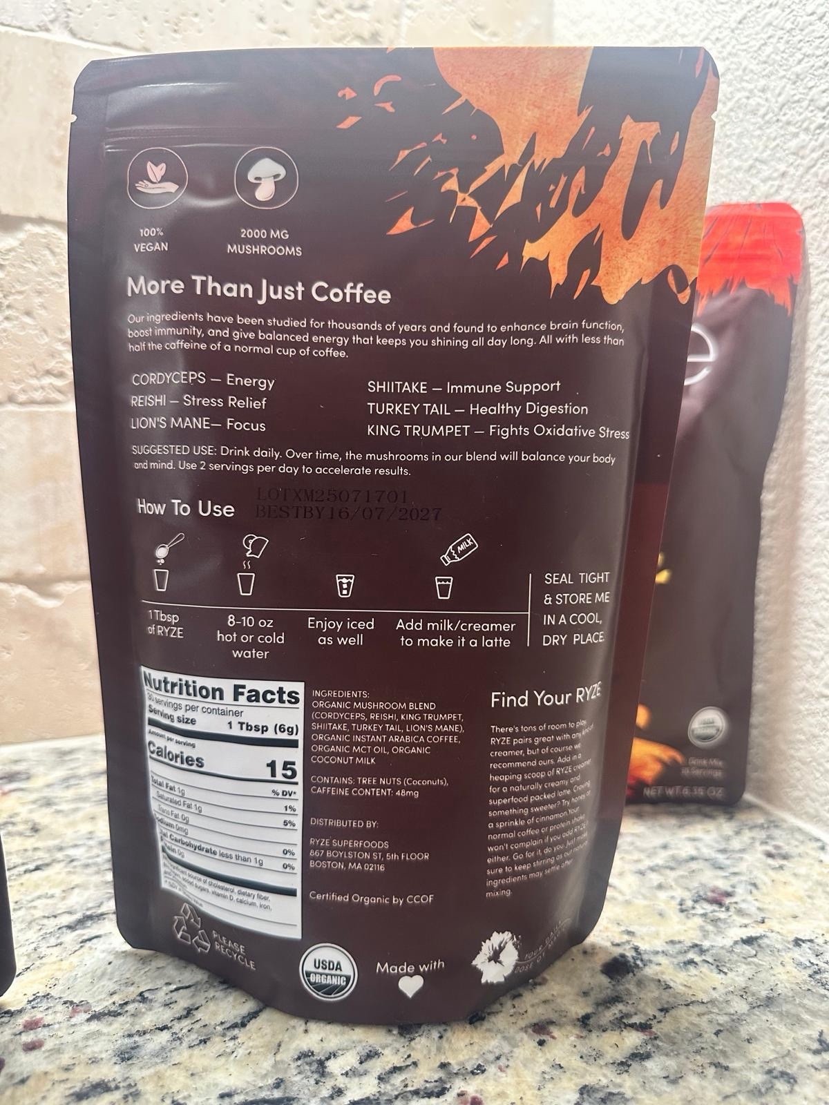 5Pack Ryze Mushroom Coffe.120serving.no Sugar.100% Vegan .expiren In 2027
