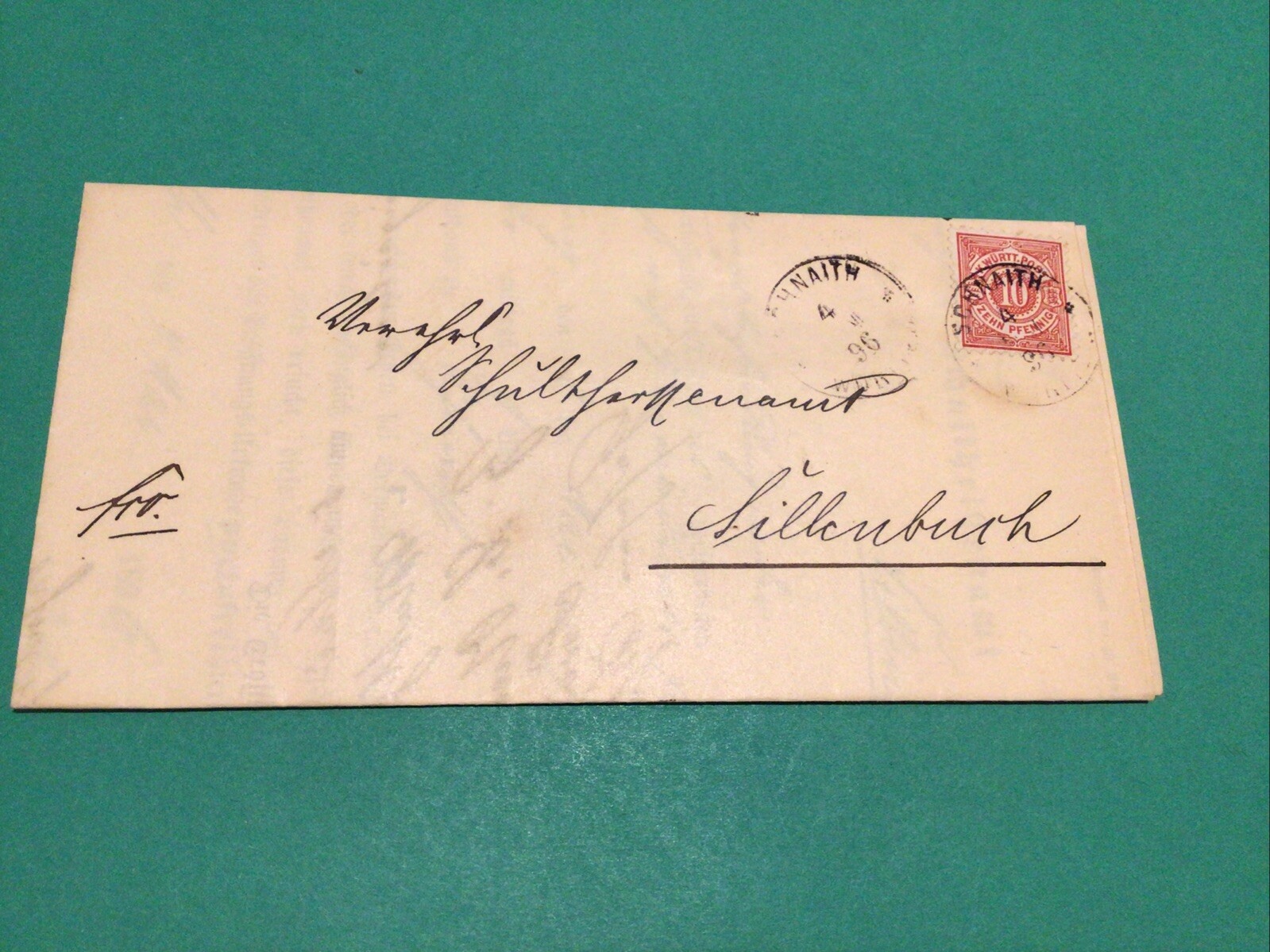 Germany Wurttemberg Schnait 1896 Official Letter Cover A21537