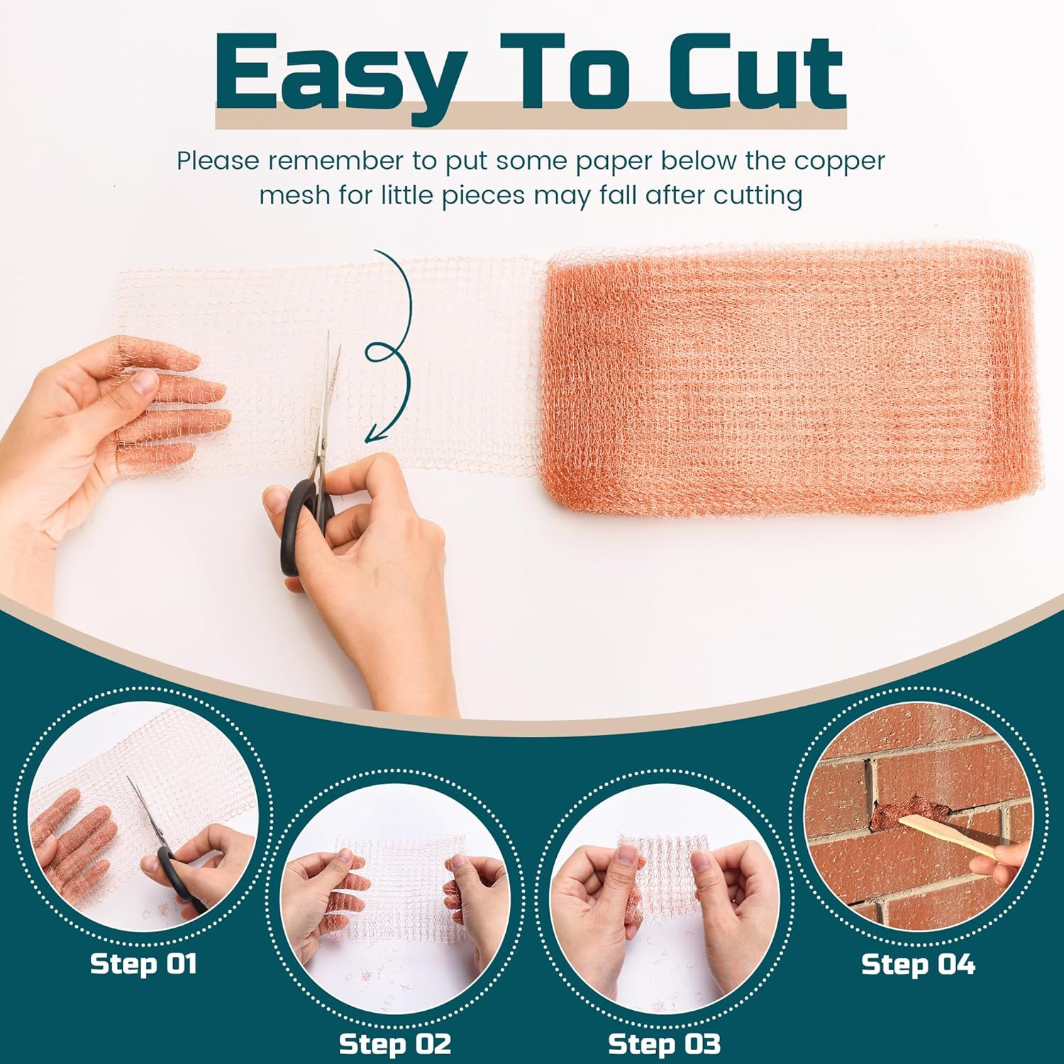 Copper Mesh Rodent Control, 5In X 30Ft Rustproof Pure Copper Mesh Roll for Slug