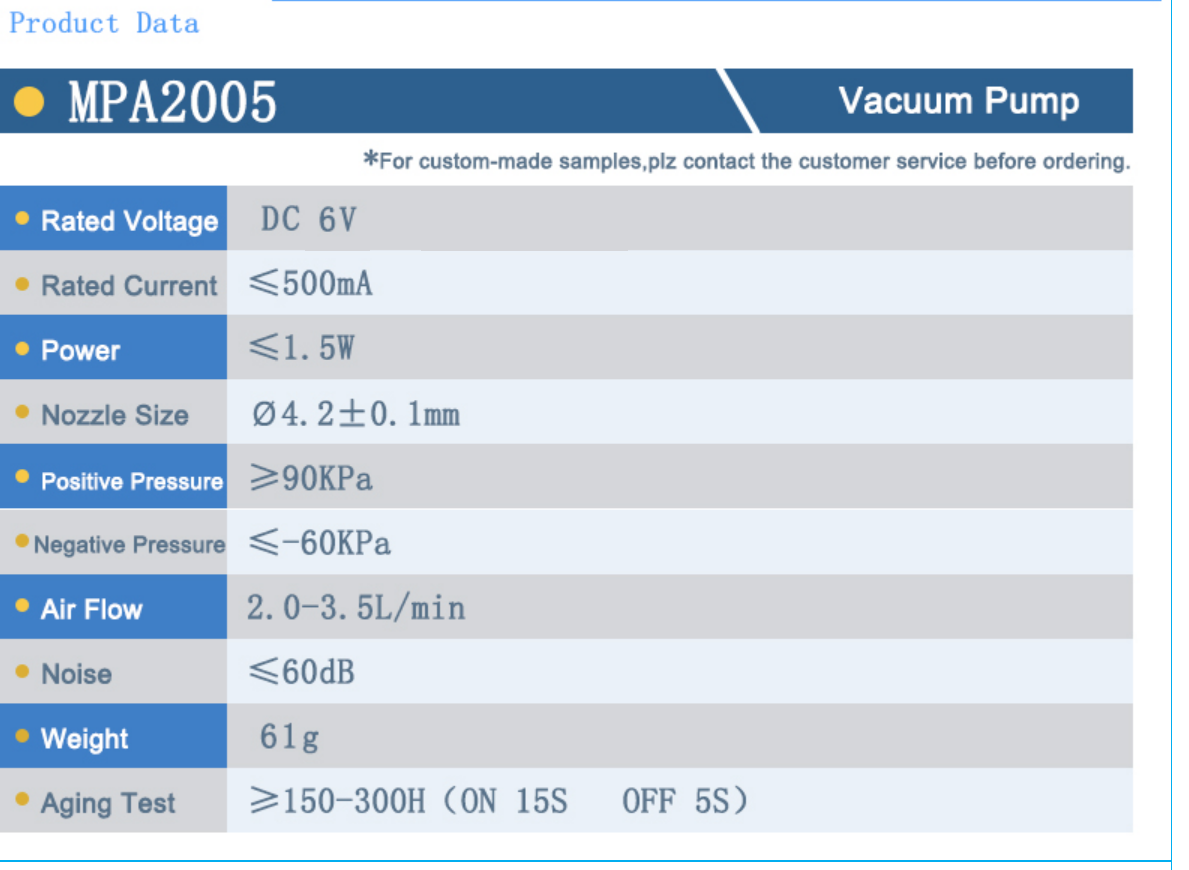 6V DC Mini Micro Air Pump, Air Vacuum pump MP2005