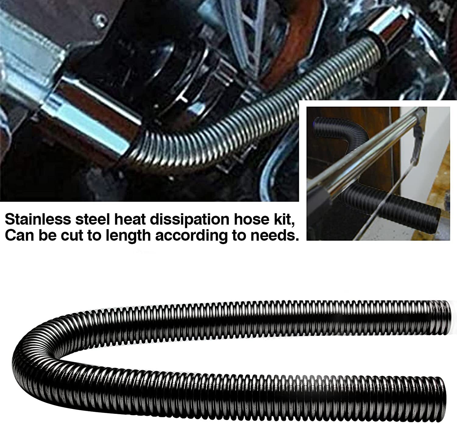 48" Stainless Steel Radiator Universal Flexible Coolant Water Hose Kit with Caps