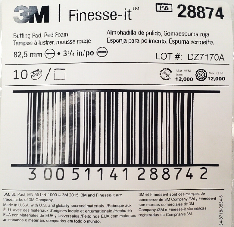 10x 3M Finesse It 28874 Foam Buffing Pads 3-1/4" Auto Body Car Detail Polishing