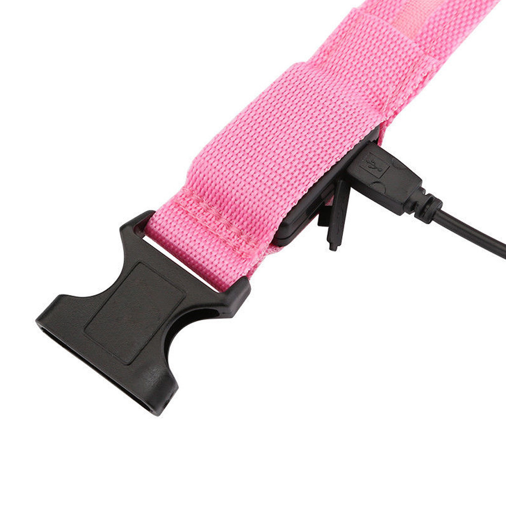 RECHARGEABLE USB LED Dog Pet Light Up Safety Collar Night Glow Adjustable Bright