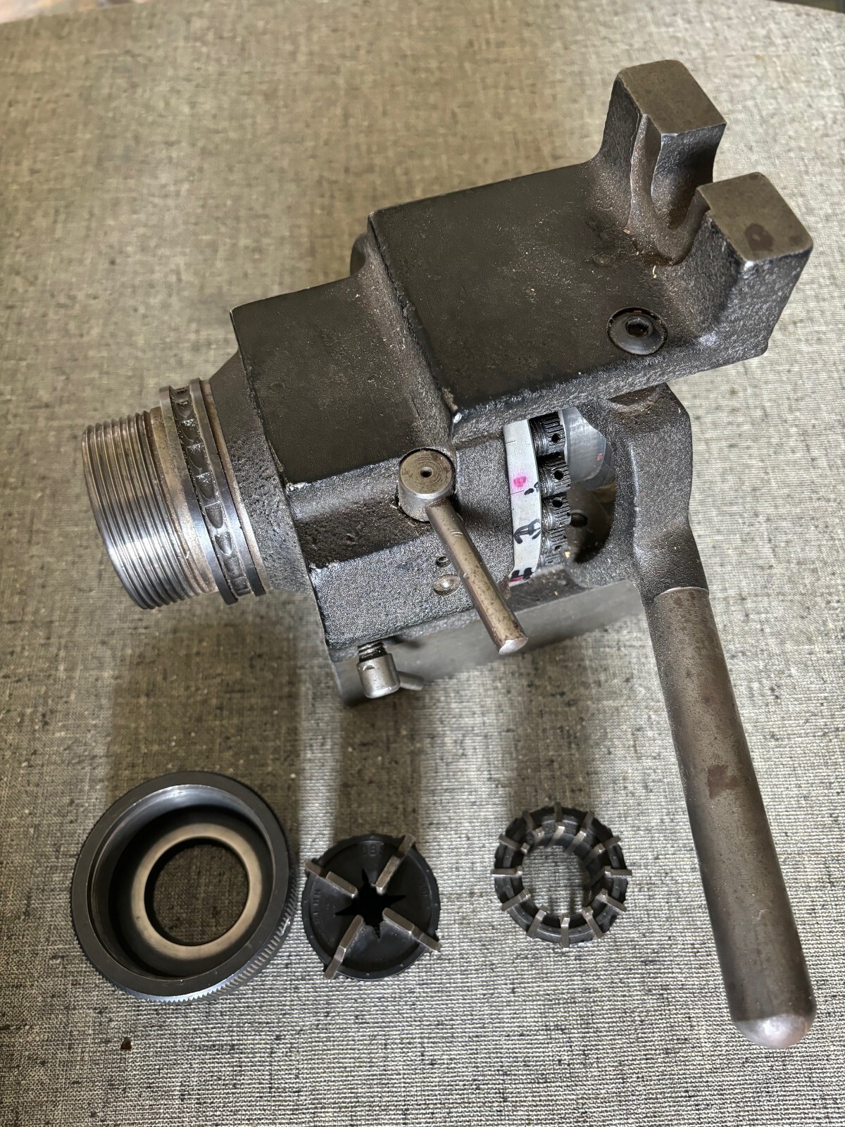 JACOBS #500 RUBBERFLEX HORIZONTAL VERTICAL INDEXING FIXTURE w/ COLLETS