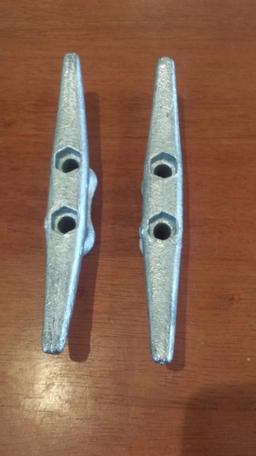 DOCK CLEAT Galvanized 6" - Lot of 2 - NEW! - hexagon mounting holes - six inches