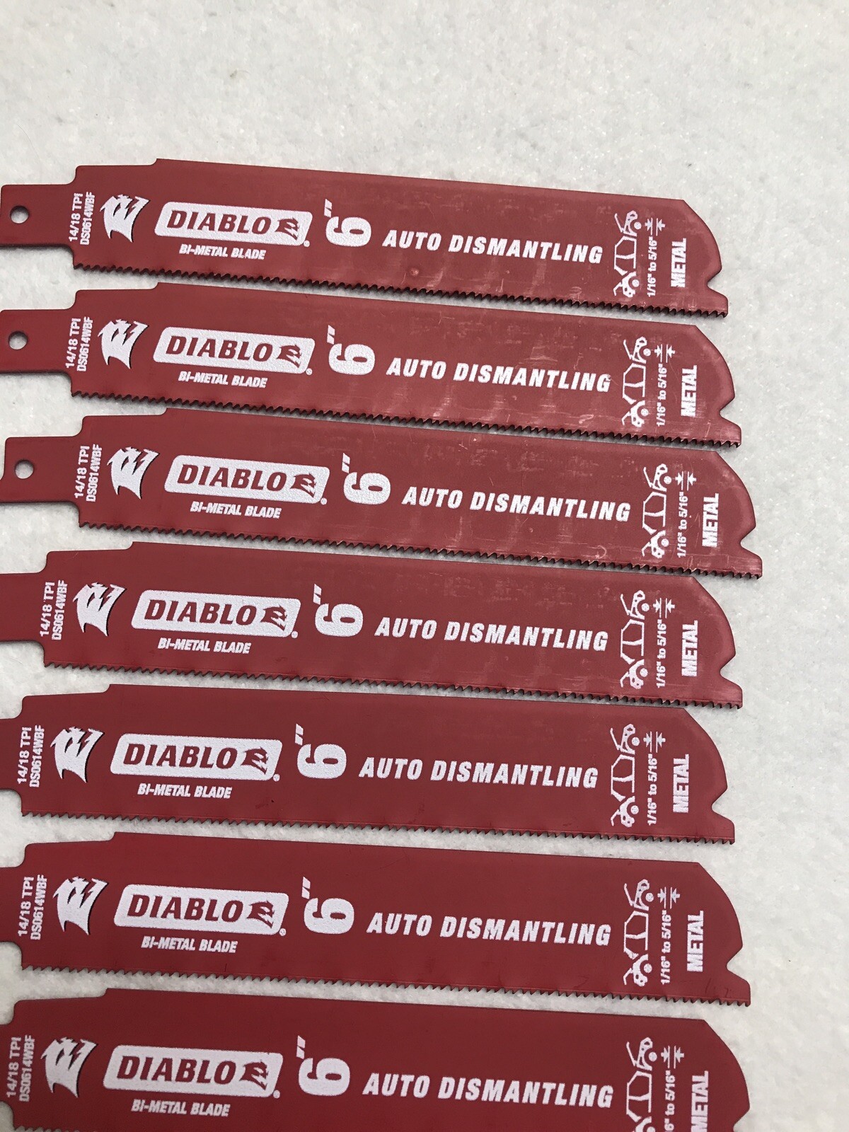 20 Pack Diablo 6" 14/18 TPI Reciprocating Saw Blades Auto Dismantling Metal Cutt