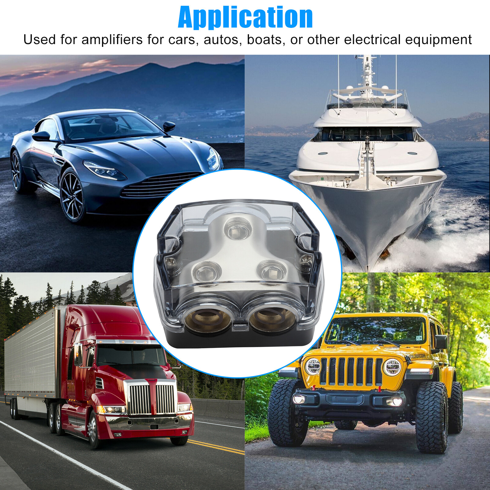 2X 2Way Distribution Block 0 Gauge In Out Car Audio Amp Power Ground Distributor